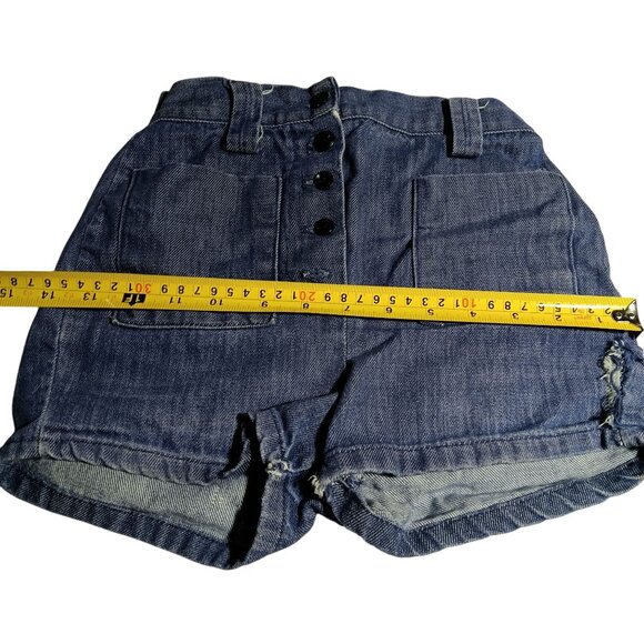 Vintage Girls Hippy Shorts 10 20W 1970's High-Waisted Indigo Denim Buttonfly - Picture 8 of 9